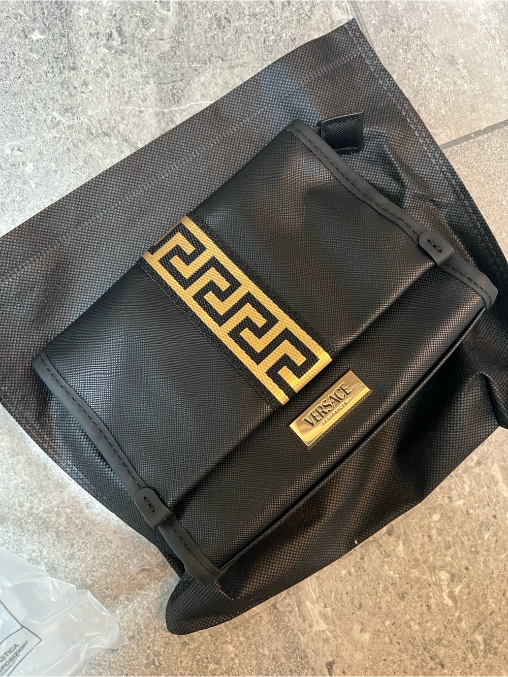 Versace Black Logo Travel Pouch NWT - Picture 6 of 8